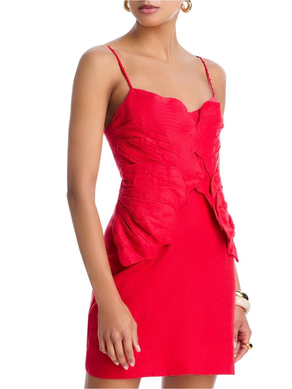 FARM Rio Red Strapless Flower Minidress